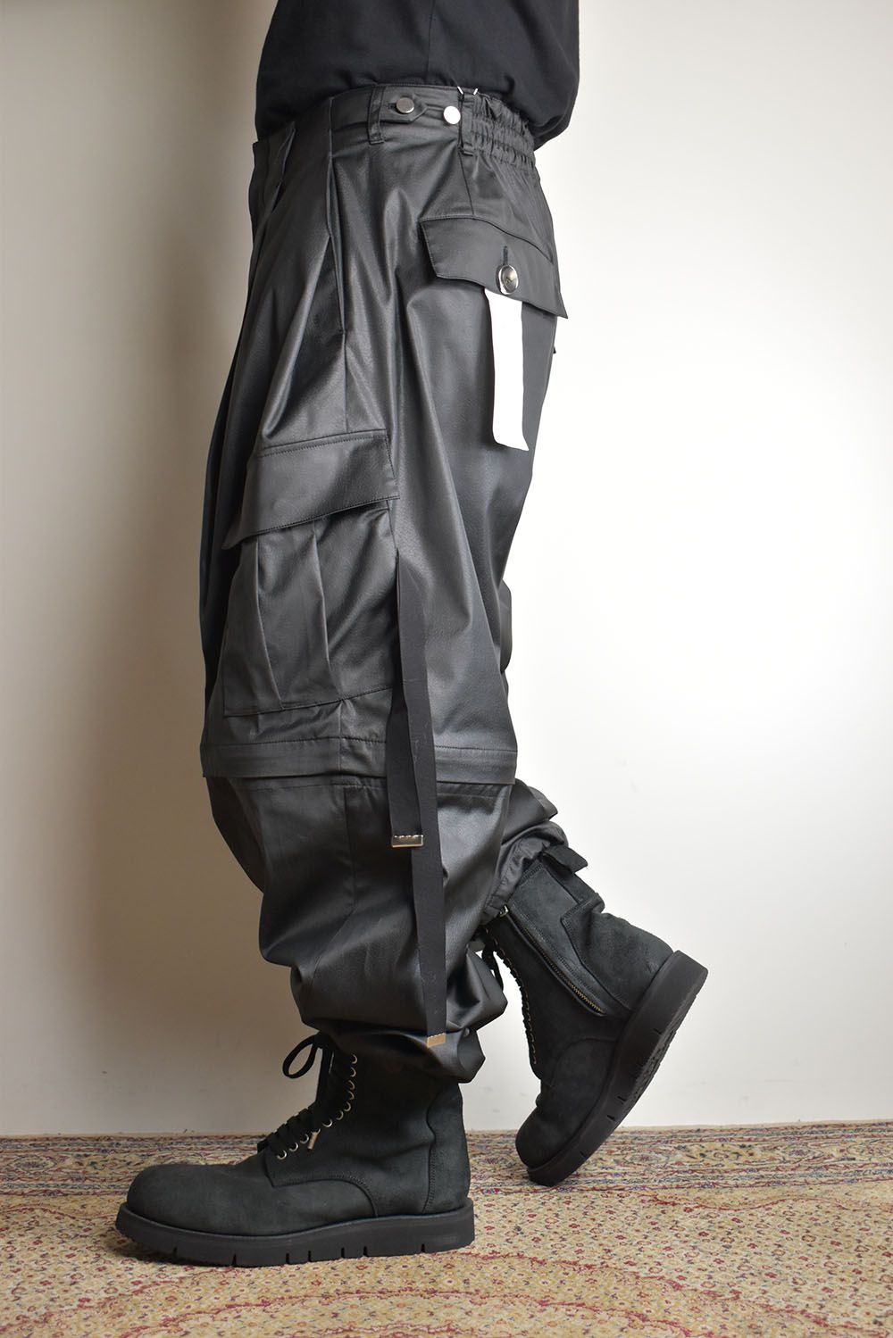 Fake Fake Leather Detachable Cargo Pants"Black"/フェイクフェイクレザーデタッチャブルカーゴパンツ"ブラック"