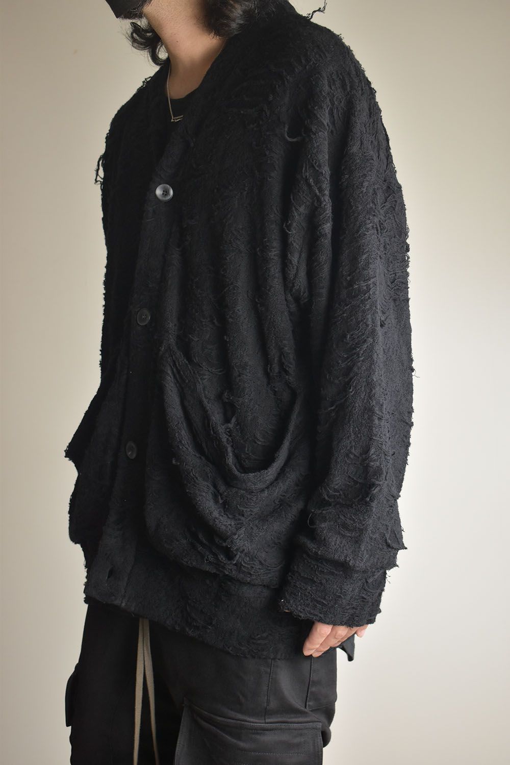 Damage Pile Jumbo Cardigan"Black" / ダメージパイル ジャンボカーディガン"ブラック"