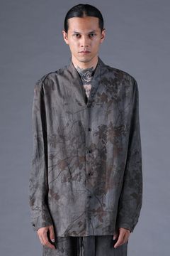 《2027SS先行予約分》Inkjet-Printed Shawl-Collar L/S Shirt "Charcoal" / インクジェットプリントショールカラーロングスリーブシャツ"チャコール"
