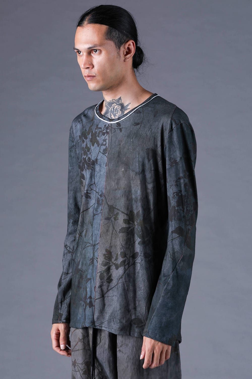 《2027SS先行予約分》Inkjet-Printed 30/- Cotton L/ST-Shirt"Charcoal" / インクジェットプリント30/-天竺ロングスリーブTee"チャコール"