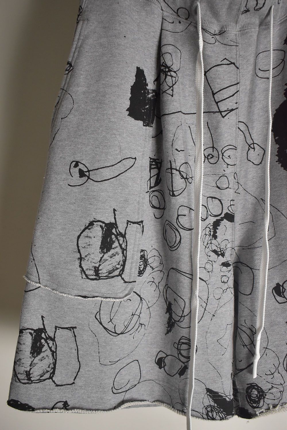 Sweat Print Wide Pants"Grey" / スウェットプリントワイドパンツ"グレー"