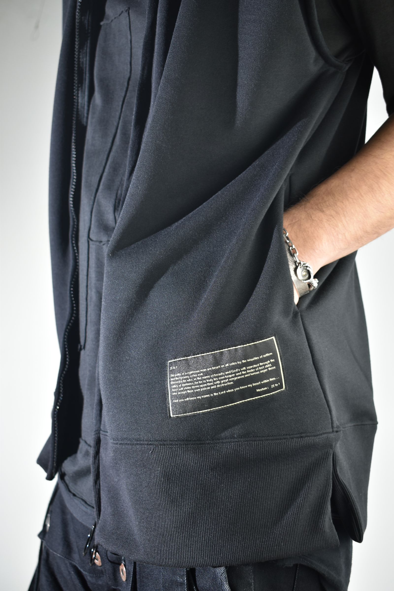 No Sleeve Zip Hoodie"Black" / ノースリーブジップフーディ"ブラック"
