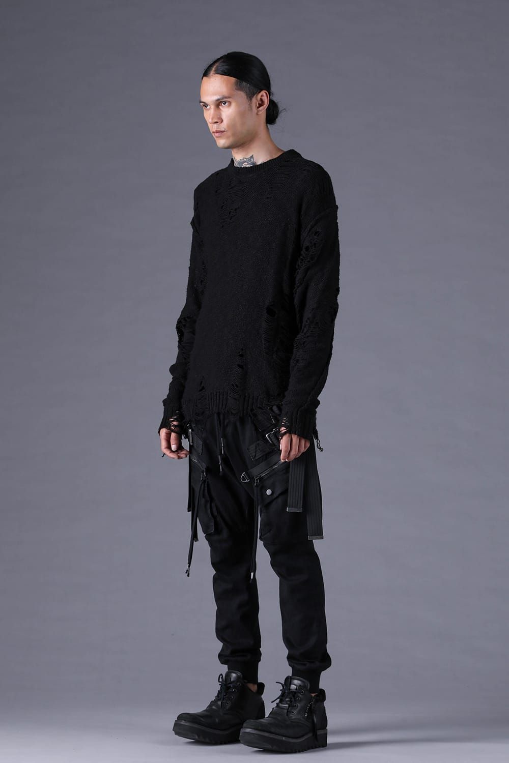 《2027SS先行予約分》3G Damage Knit Pullover "Black" / 3Gダメージニットプルオーバー"ブラック"
