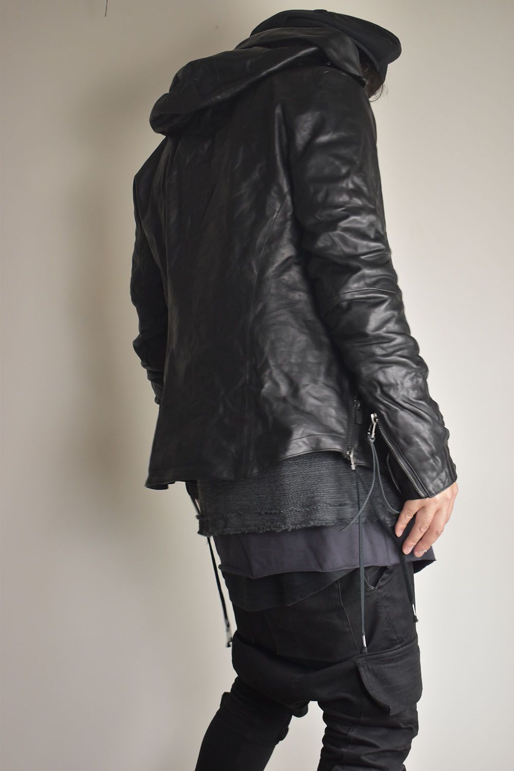 Horse Leather Hood Attachd Jacket "Black" / ホースレザーフードアタッチドジャケット"ブラック"