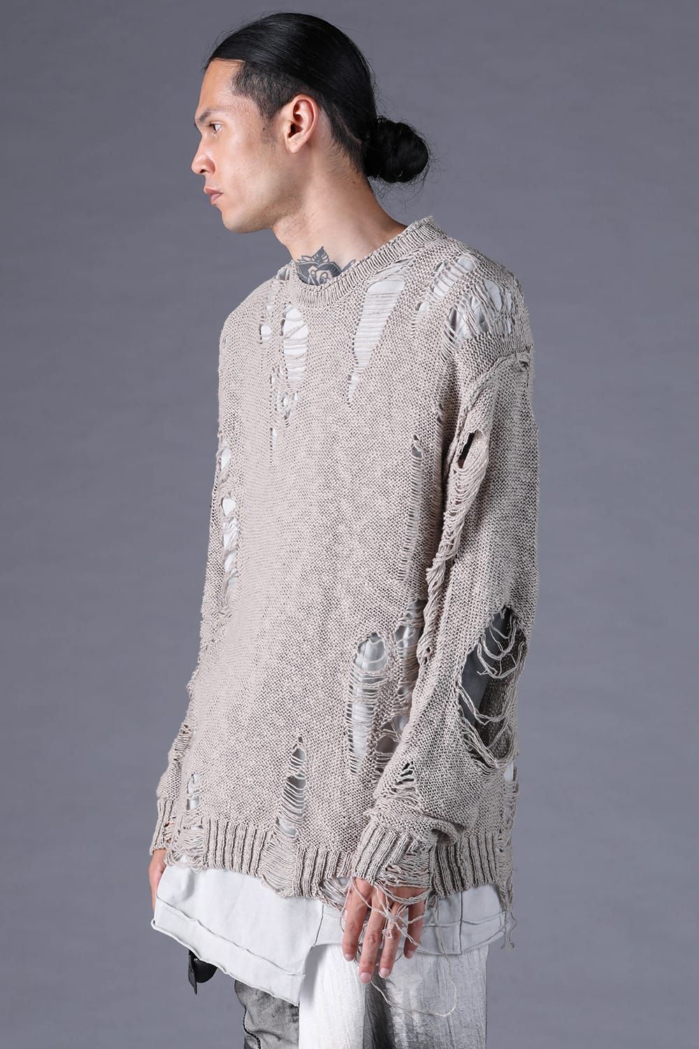 《2027SS先行予約分》3G Damage Knit Pullover "Grey" / 3Gダメージニットプルオーバー"グレー"