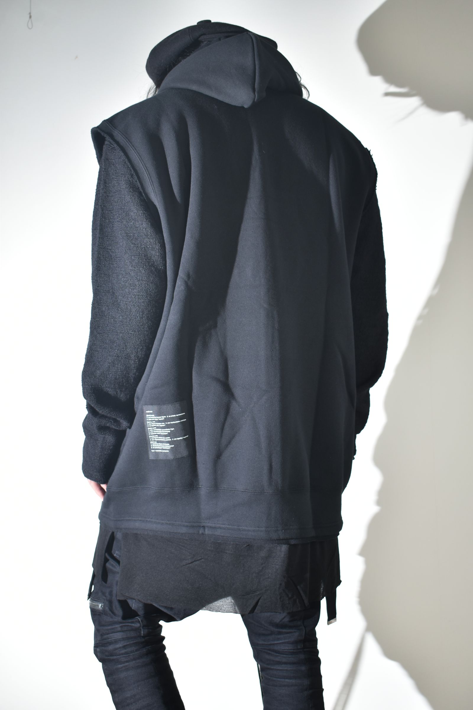 Over Size Sleeve Less Zip Up Parker"Black" / オーバーサイズスリーブレスジップアップパーカー"ブラック"