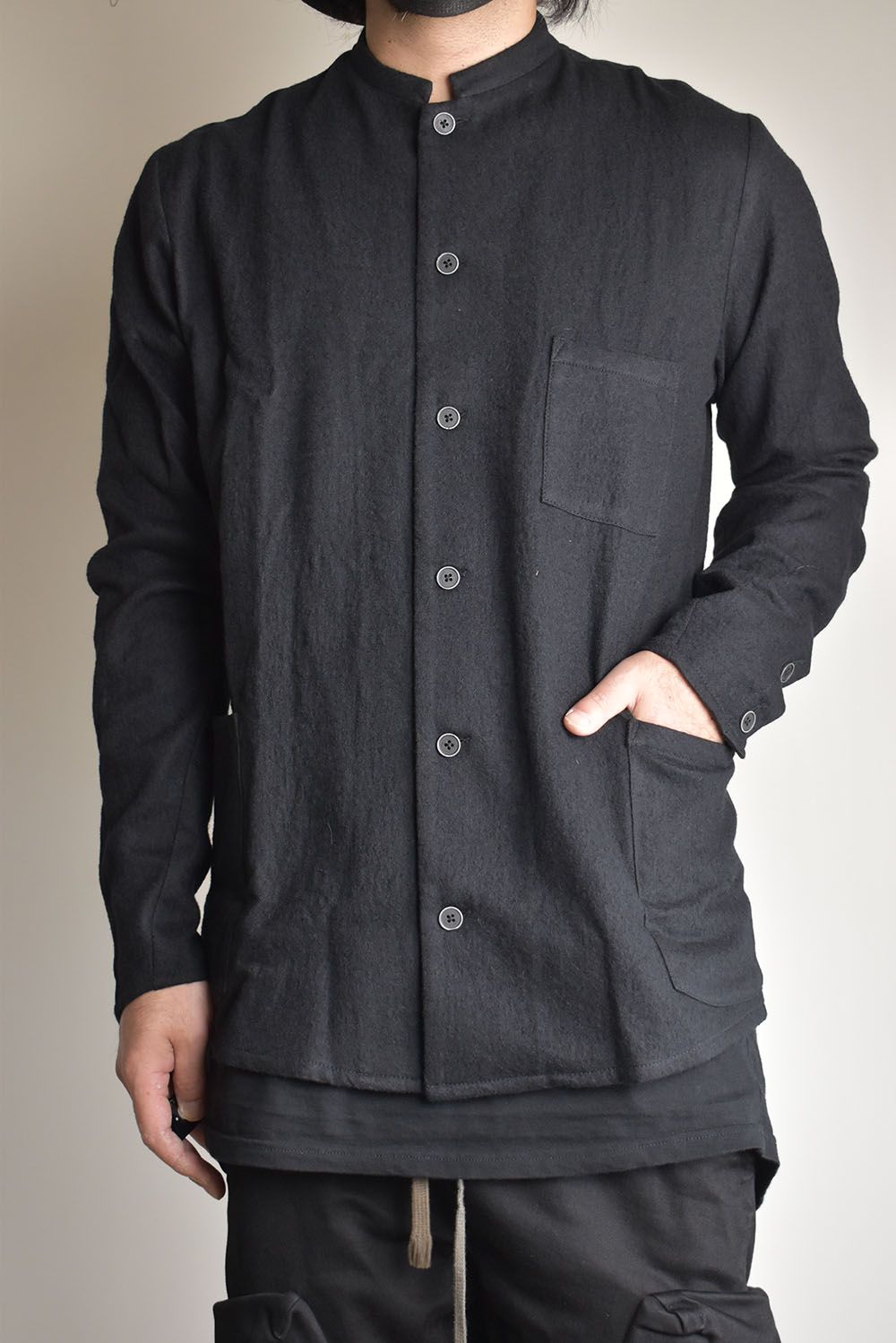 Stand Collar Shirts"Lamp Black"/スタンドカラーシャツ"ランプブラック"