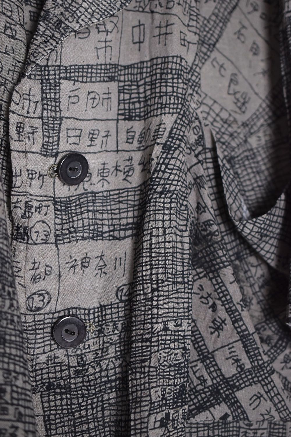 Japanese Map Inklet Print Long Shirts Coat/日本地図インクジェットプリントロングシャツコート
