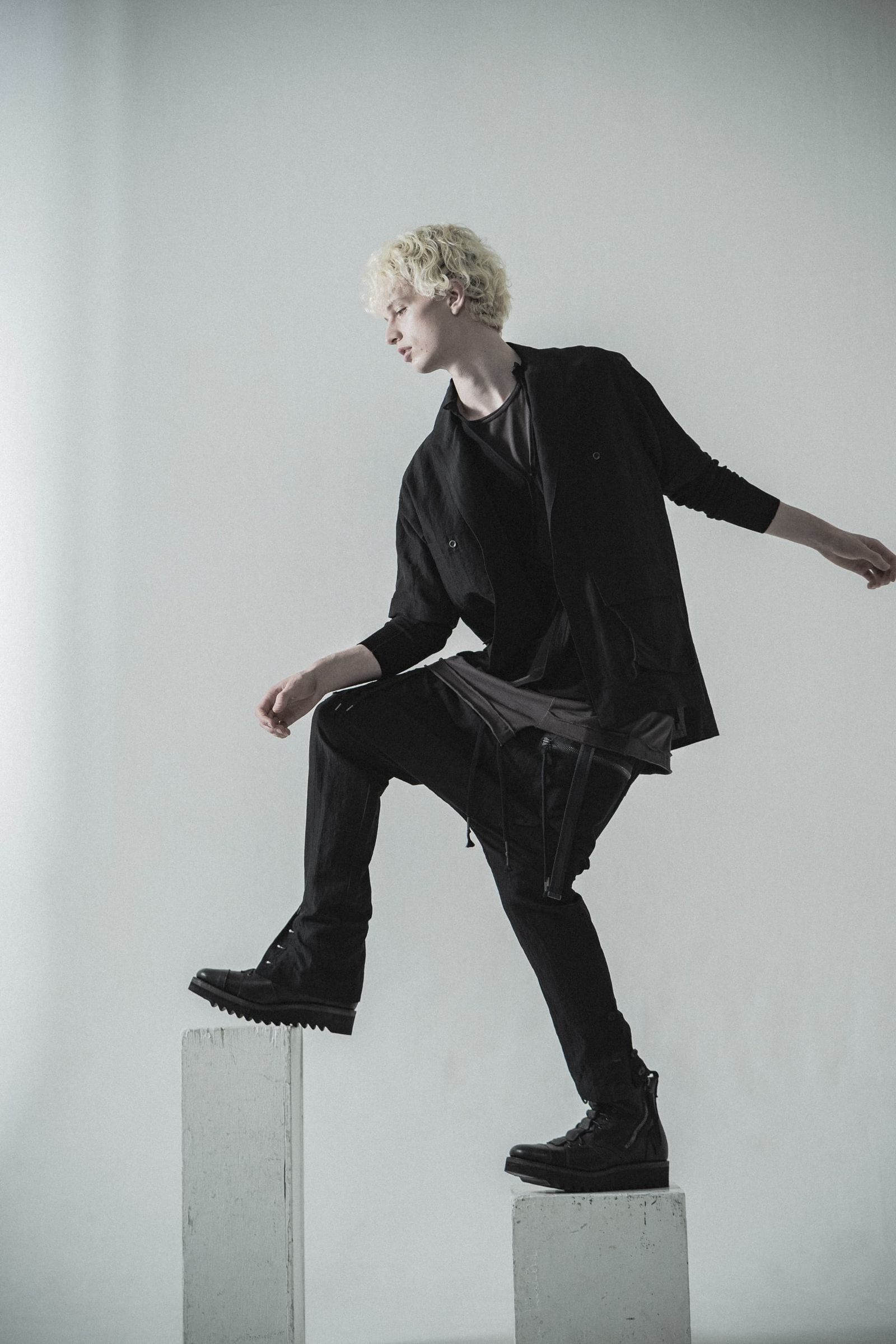《2027SS先行予約分》Scar Stripe Jacquard Tailored S/S Shirt"Black" / スカーストライプジャガードテーラードショートスリーブシャツ"ブラック"