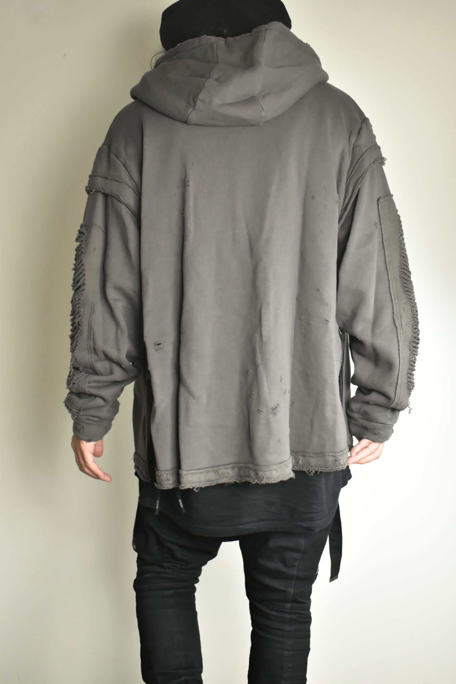 Untwisted Yarn Fleece Shotgun Zip-Up Hoodie"Charcoal" / 無撚糸裏毛ショットガンジップアップフーディー"チャコール"