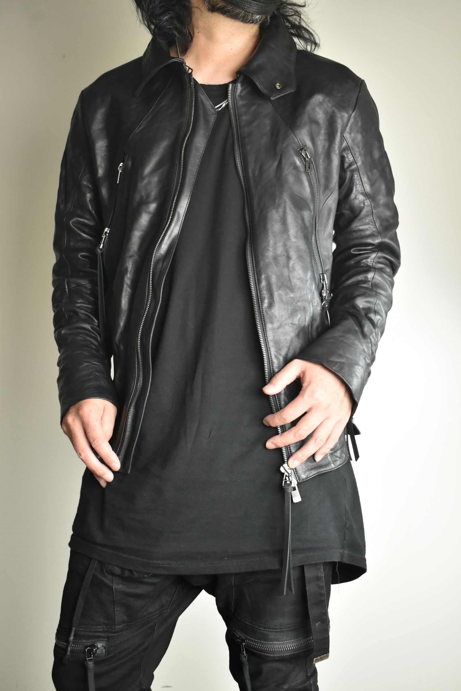 Horse Leather Collar Detachable Jacket"Black" / ホースレザーカラーデタッチャブルジャケット"ブラック"