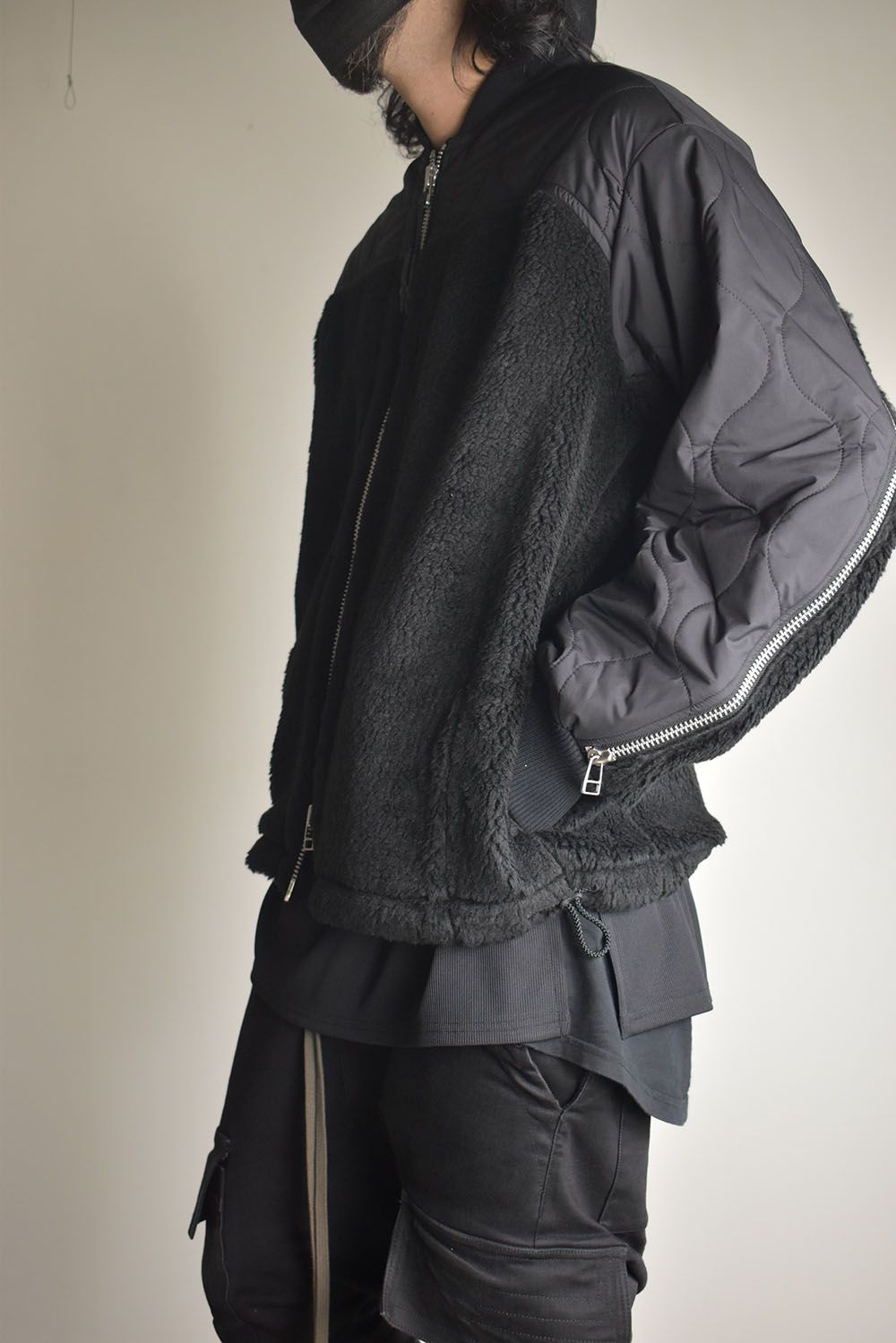 Combination Zip Boa Jersey"Black" / コンビネーションジップボアジャージー"ブラック"