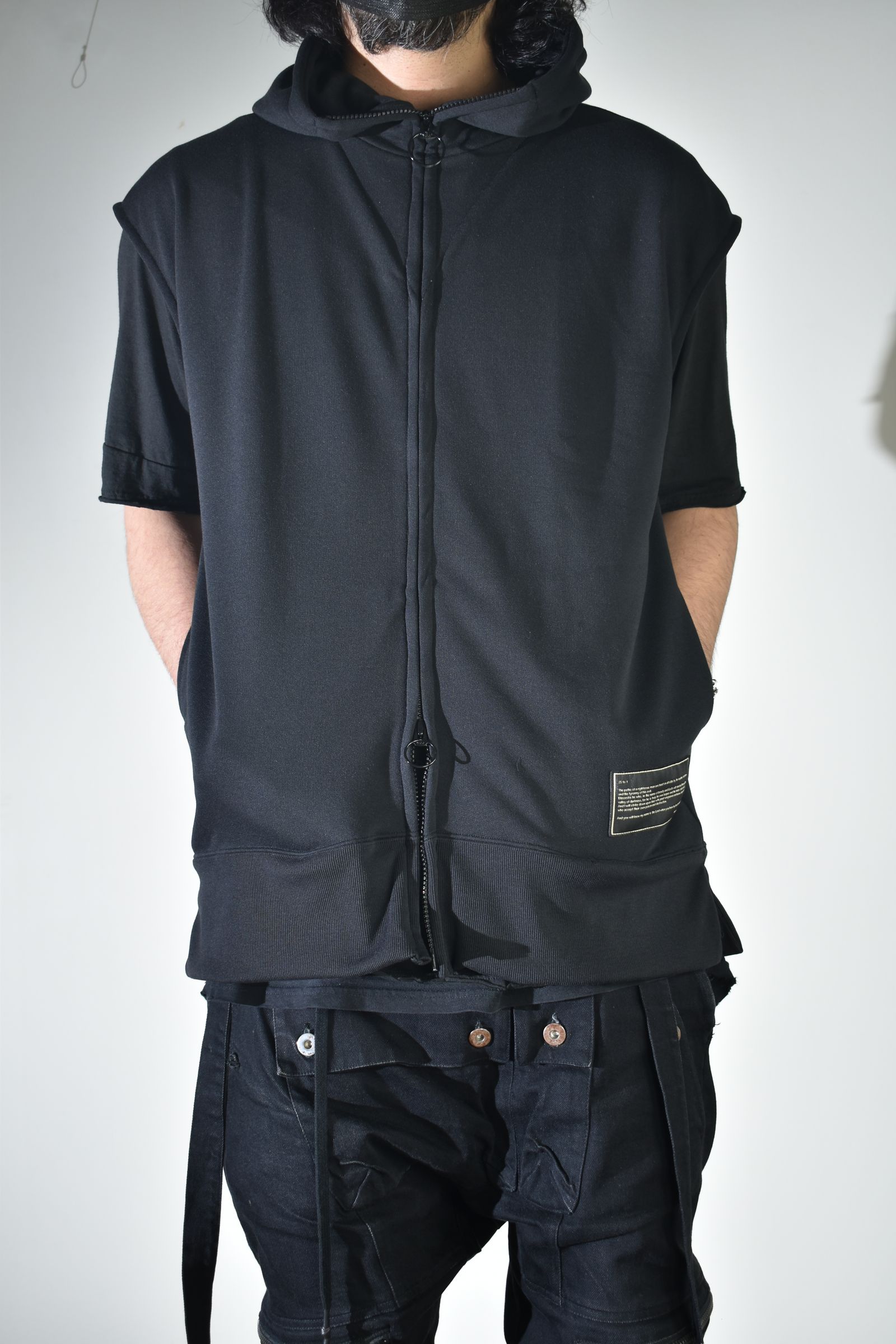No Sleeve Zip Hoodie"Black" / ノースリーブジップフーディ"ブラック"