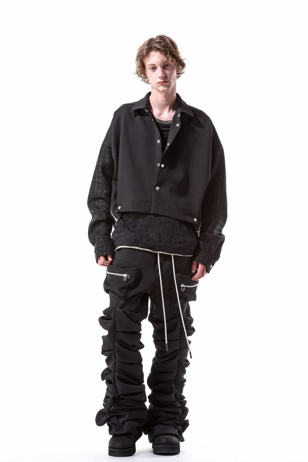 Twill Monster Tuck Flare Baggy Pants"Black"/ツイルモンスタータックフレアバギーパンツ"ブラック"