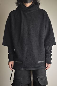Loop Knit Oversized Layered Hooded Pullover"Black" / ループニットオーバーサイズレイヤードフーデッドプルオーバー"ブラック"