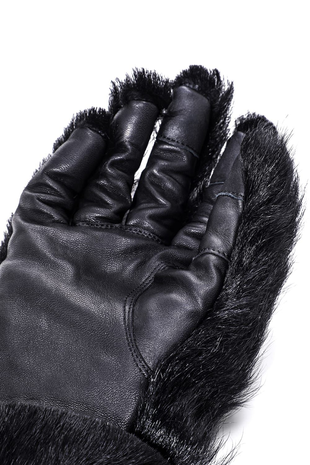 Goatfur and Horsehide Combination Gloves"Black" / ゴートファー×ホースレザーコンビネーショングローブ"ブラック"