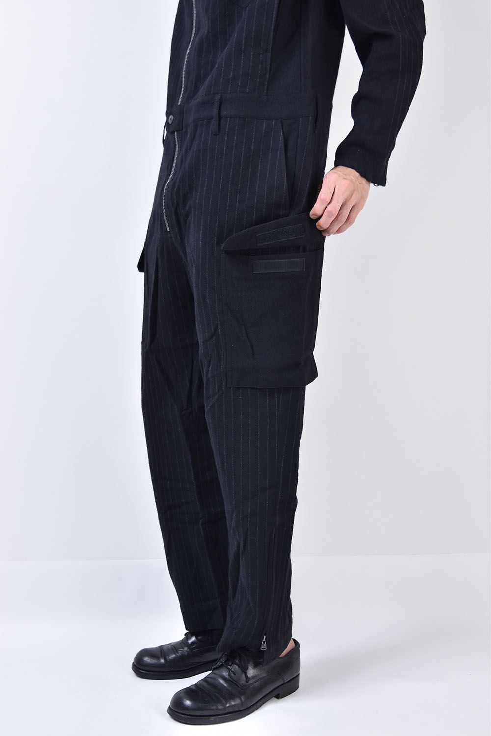 Compression Wool Random Stripe Jump Suit"Black"/コンプレッションウールランダムストライプジャンプスーツ"ブラック"