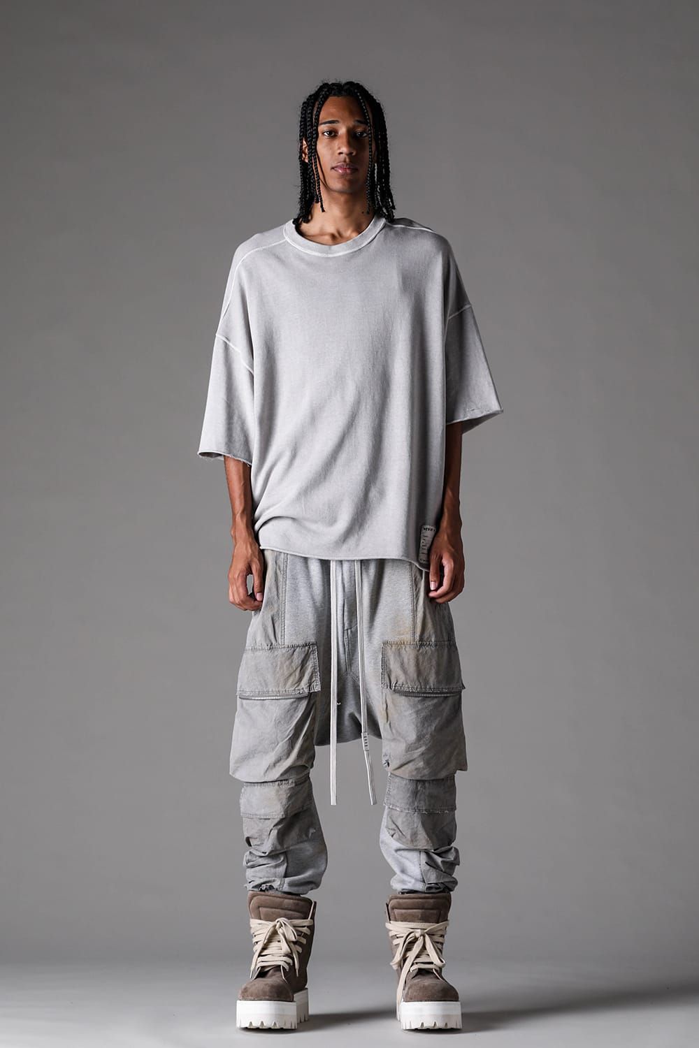《2027SS先行予約》Vintage Cargo Sarrouel Easy Pants "Black × Brown / Grey × L.Grey / Ivory" / ヴィンテージカーゴサルエルイージー"パンツ"ブラック×ブラウン / グレー×ライトグレー / アイボリー"