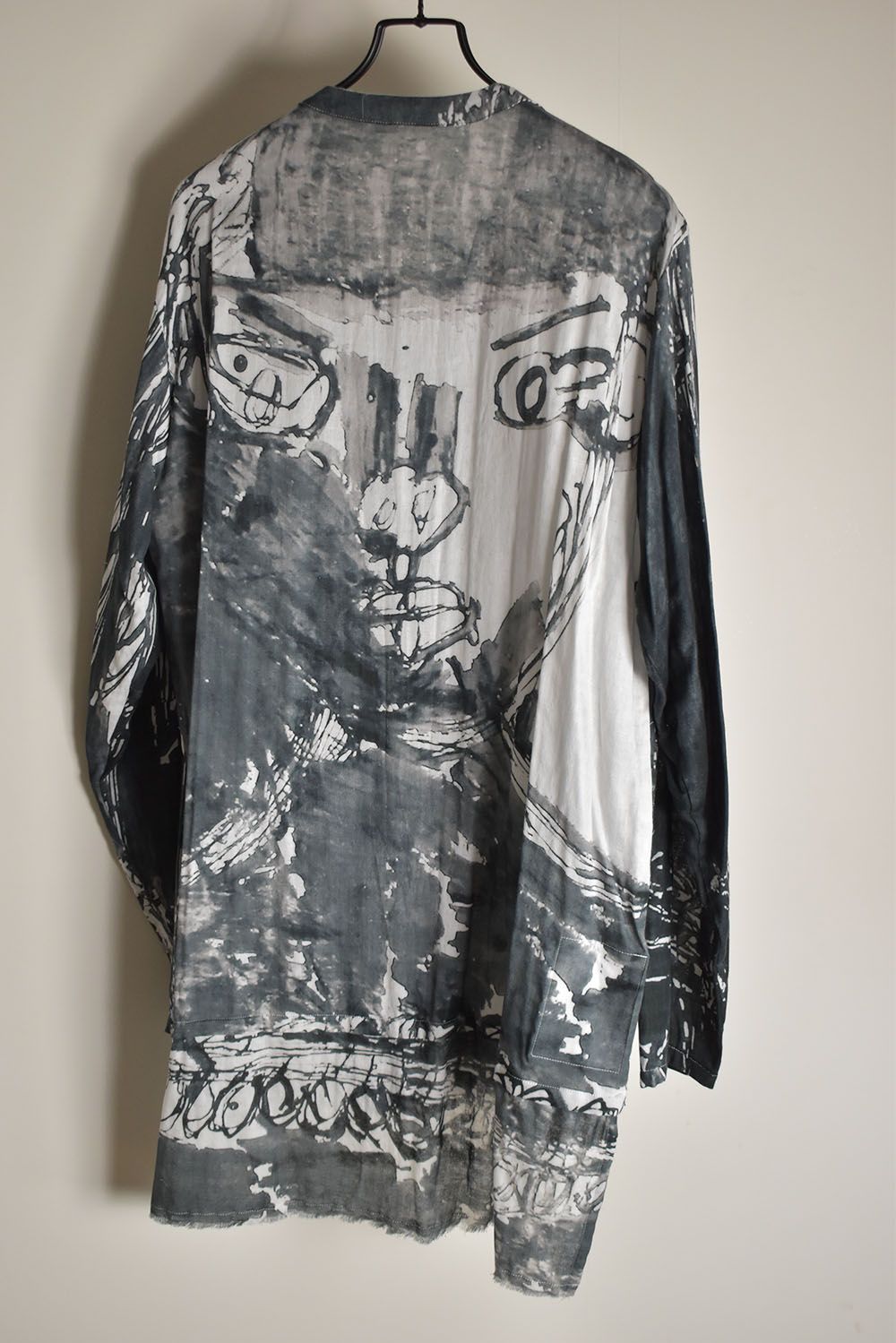 Round Neck Reversible Gauze Shirt"Face Print" / ラウンドネックリバーシブルガーゼシャツ"フェイスプリント"