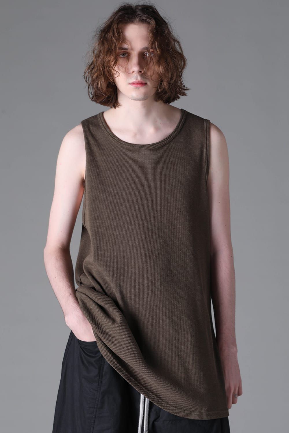 《2026AW先行予約》Back Printed Waffle Jersey Long  Sleeve Tee"Black / D.Grey / Ivory /Khaki"バックプリントワッフルジャージーロングスリーブTee"ブラック/ダークグレー/アイボリー/カーキ"