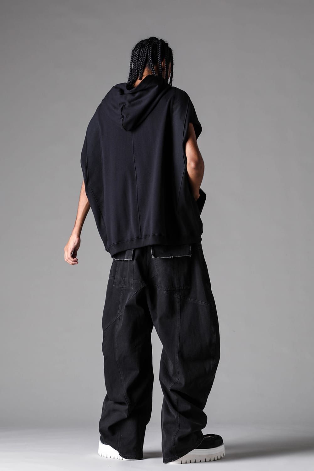 《2027SS先行予約》Lightweight French Terry Sleeve Less Hoodie "Black" / ミニ裏毛スリーブレスフーディ"ブラック"
