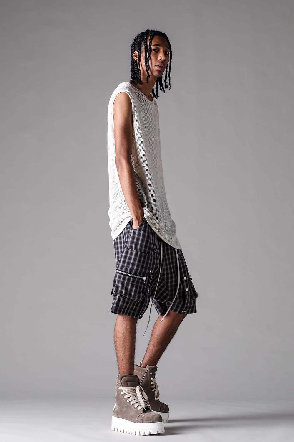 《2027SS先行予約》Plaid Cargo Shorts"Black Plaid / Brown Plaid" / プレイドカーゴショーツ"ブラックプレイド / ブラウンプレイド"