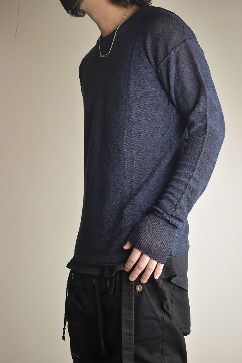 7G Paper Yarn Knit Pullover"Navy" / 7Gペーパーヤーンニットプルオーバー"ネイビー"