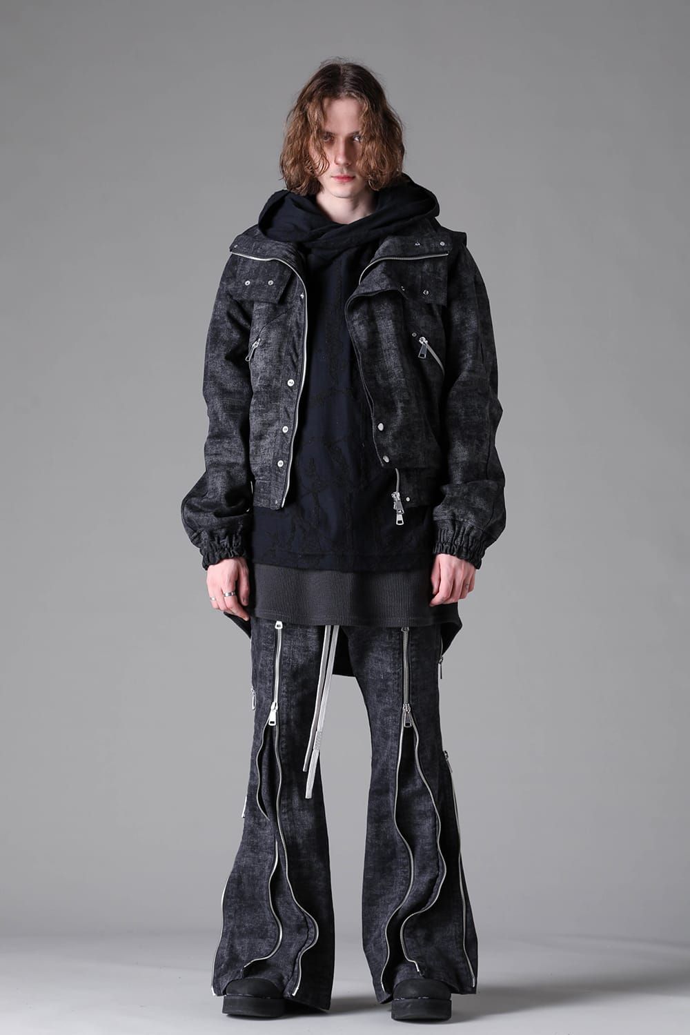 《2026AW先行予約》Synthetic Leather High Neck Blouson "D.Grey" / シンセティックレザーハイネックブルゾン"ダークグレー"