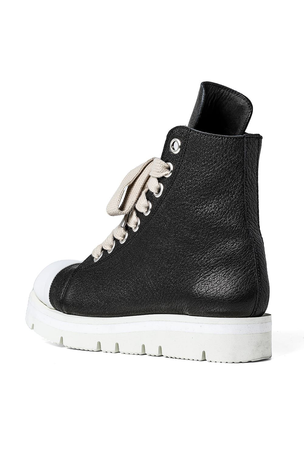 《2027SS先行予約分》 Fat Laces Leather Sneaker Boots "Black × White" / ファットレースレザースニーカーブーツ"ブラック×ホワイト"