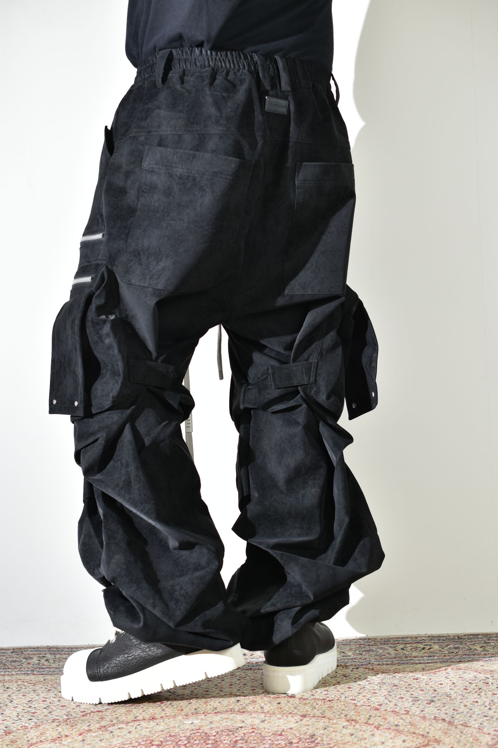 Vegan Suede Leather Cargo Pants"Black" / ヴィーガンスウェードレザーカーゴパンツ "ブラック"