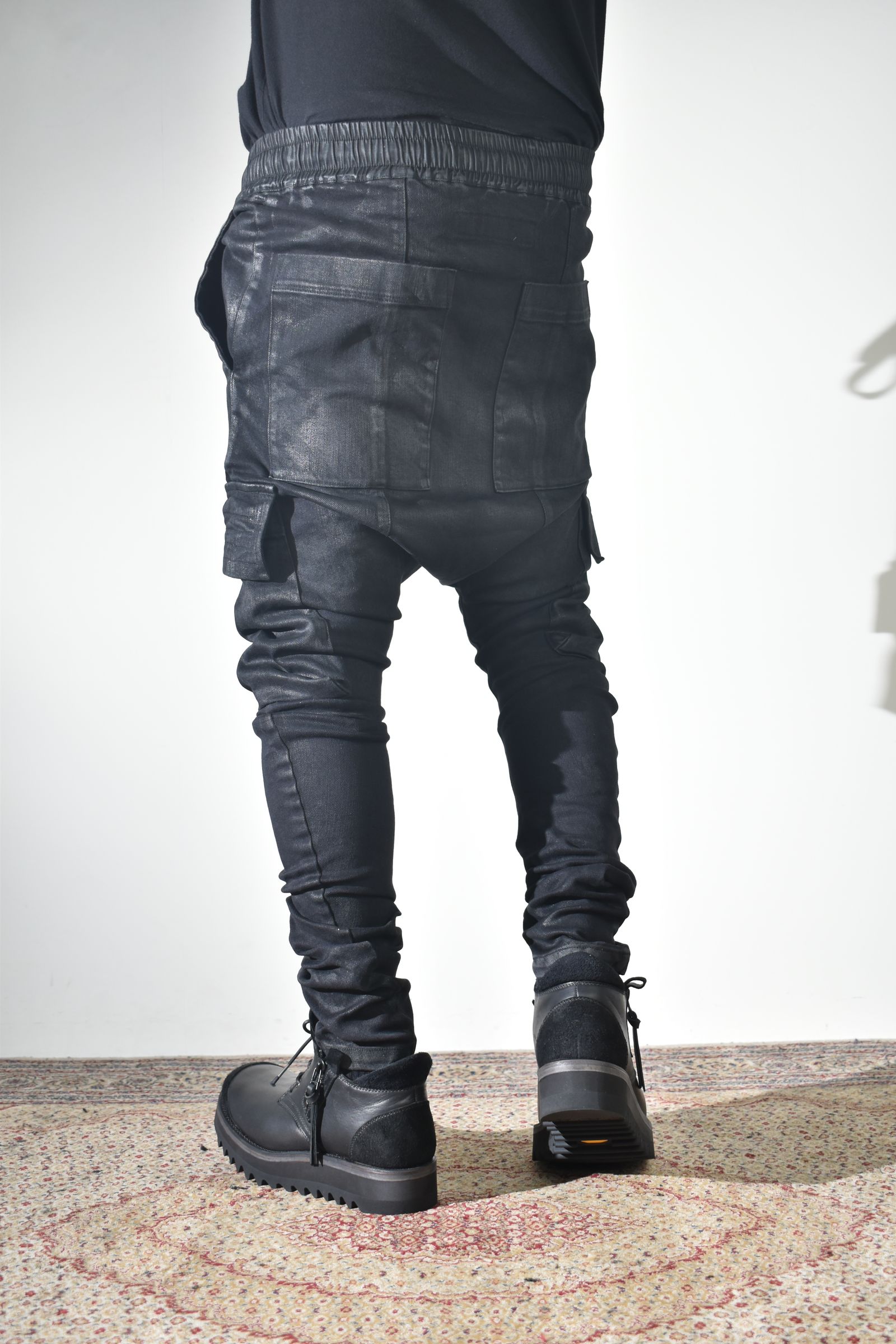 Coating Cargo Saroel Skinny"Black" / コーティングサルエルカーゴスキニー"ブラック"