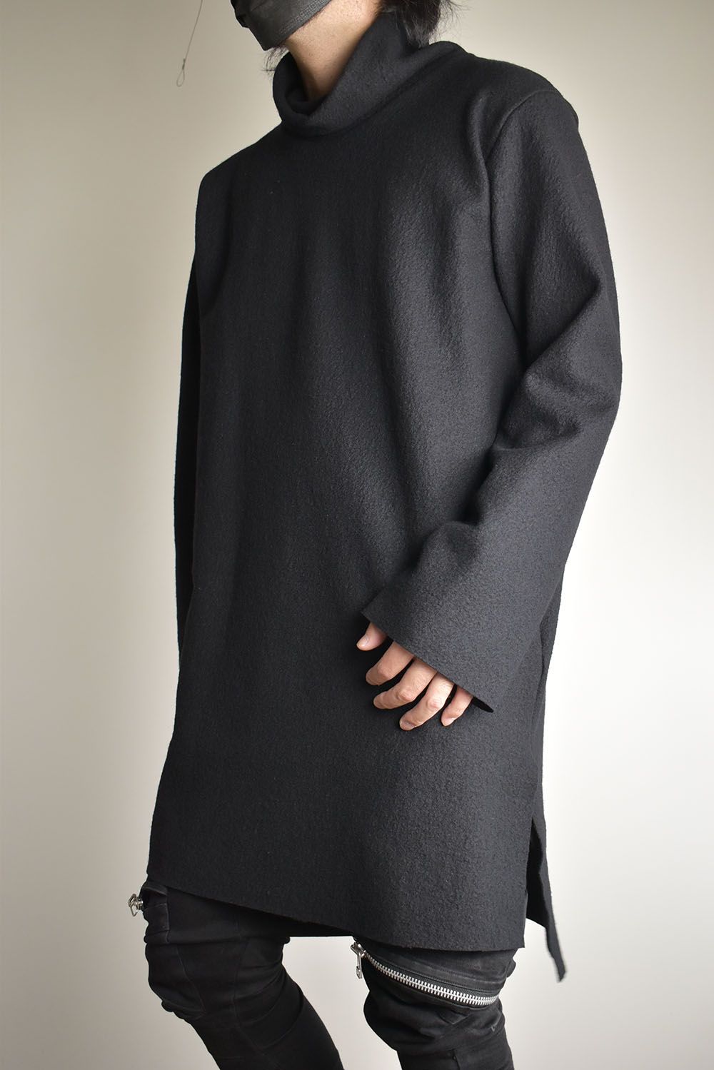 High Neck Long Pullover"Black"/ ハイネックロングプルオーバー"ブラック"