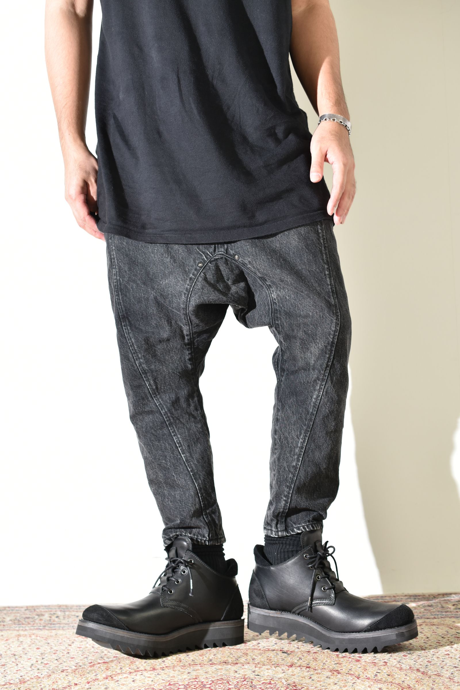 Sarrouel Denim Pants "Mist Bleach Black" / サルエルデニムパンツ "ミストブリーチブラック"
