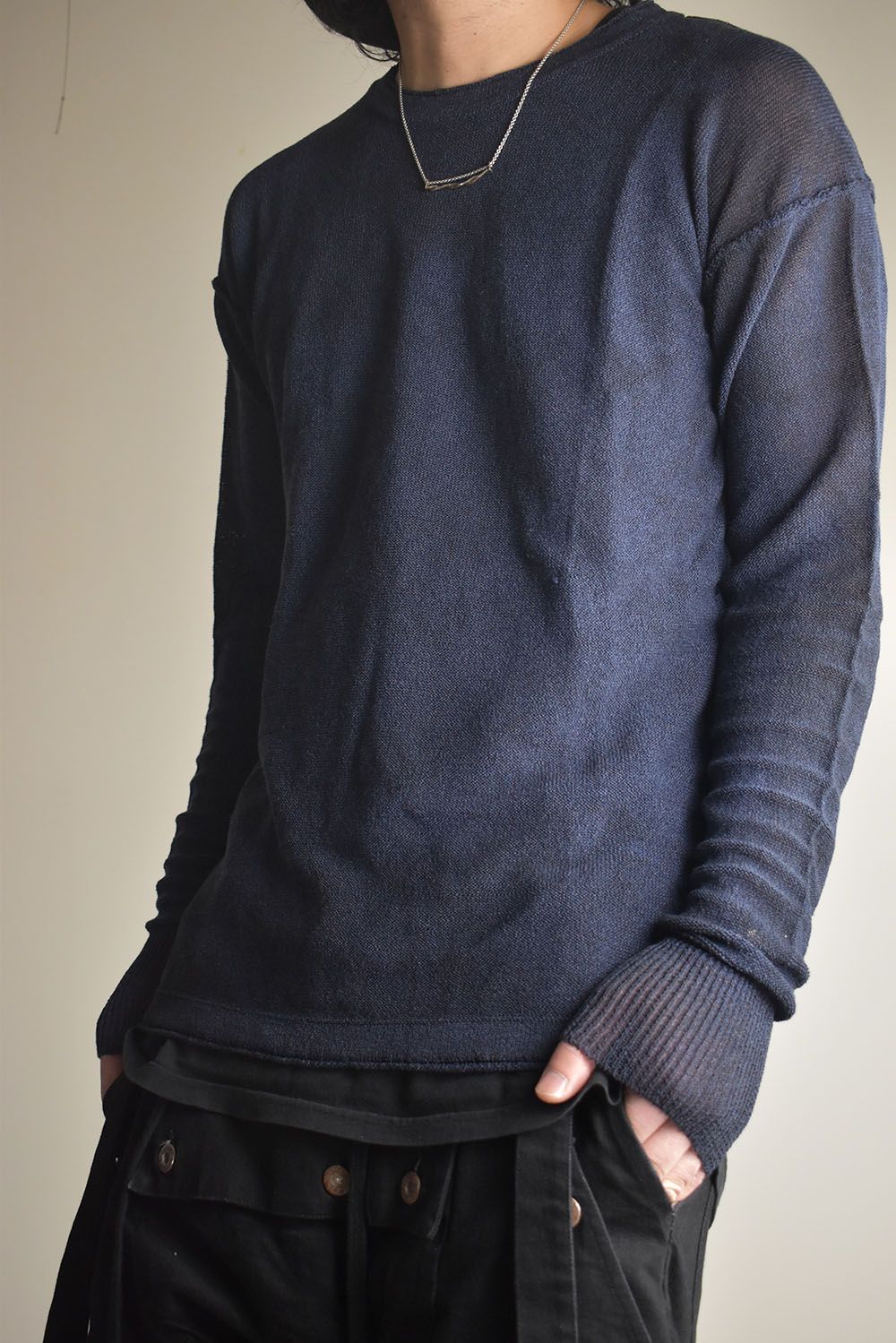 7G Paper Yarn Knit Pullover"Navy" / 7Gペーパーヤーンニットプルオーバー"ネイビー"