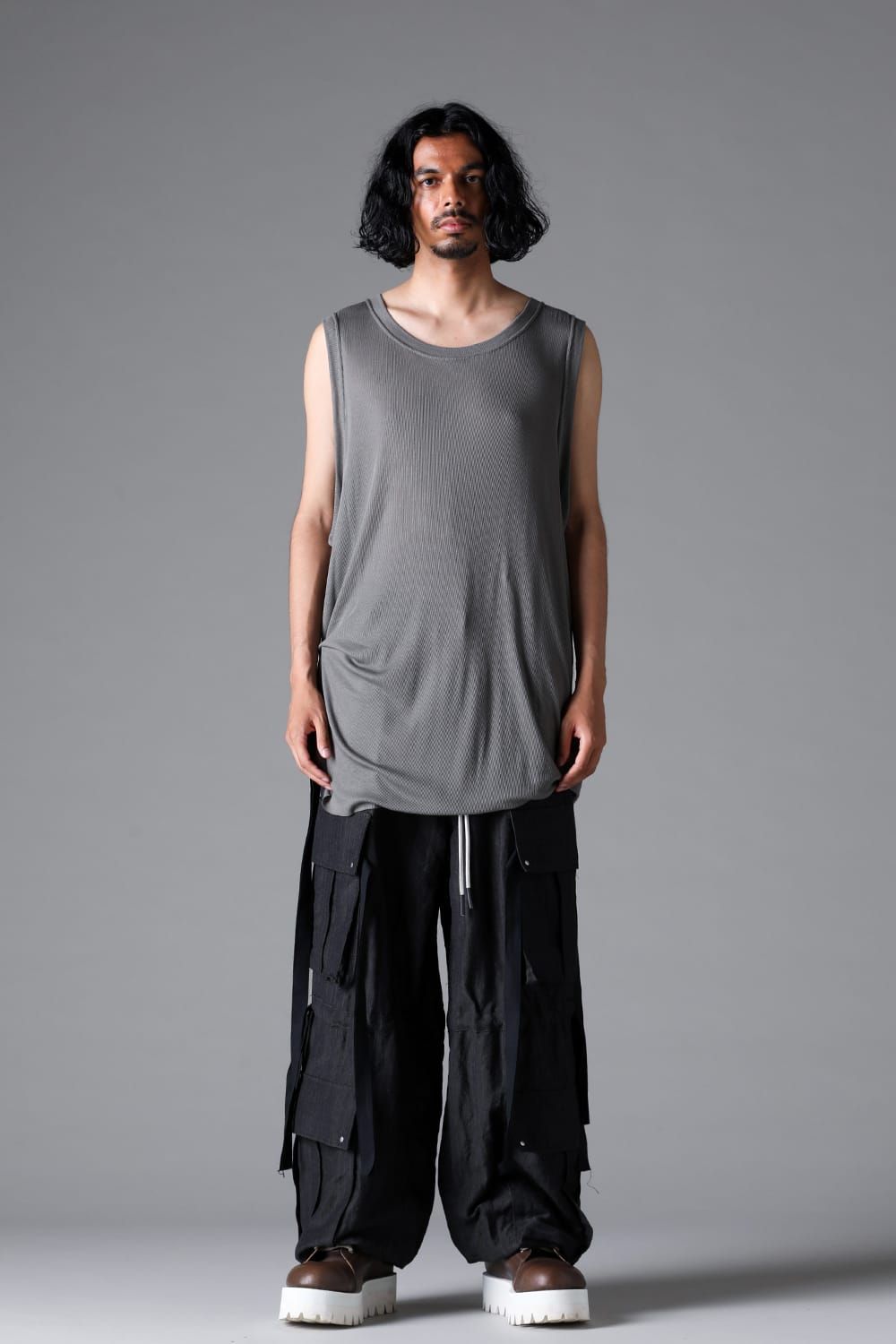 《2026SS先行予約》Cargo Wide With Hangingstraps Pants"Black / Stone /Khaki /D.Grey / ST×GY" / カーゴワイドウィズハンギングストラップパンツ"ブラック/ストーン/カーキ/ダークグレー/ストライプ×ダークグレー"