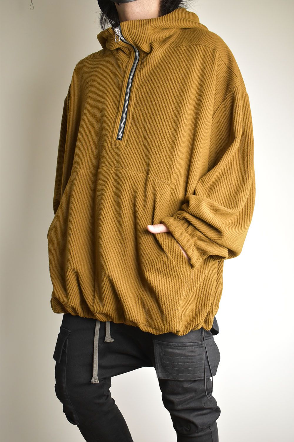 Kint Corduroy Hoodie"Camel" / ニットコーデュロイフーディ"キャメル"