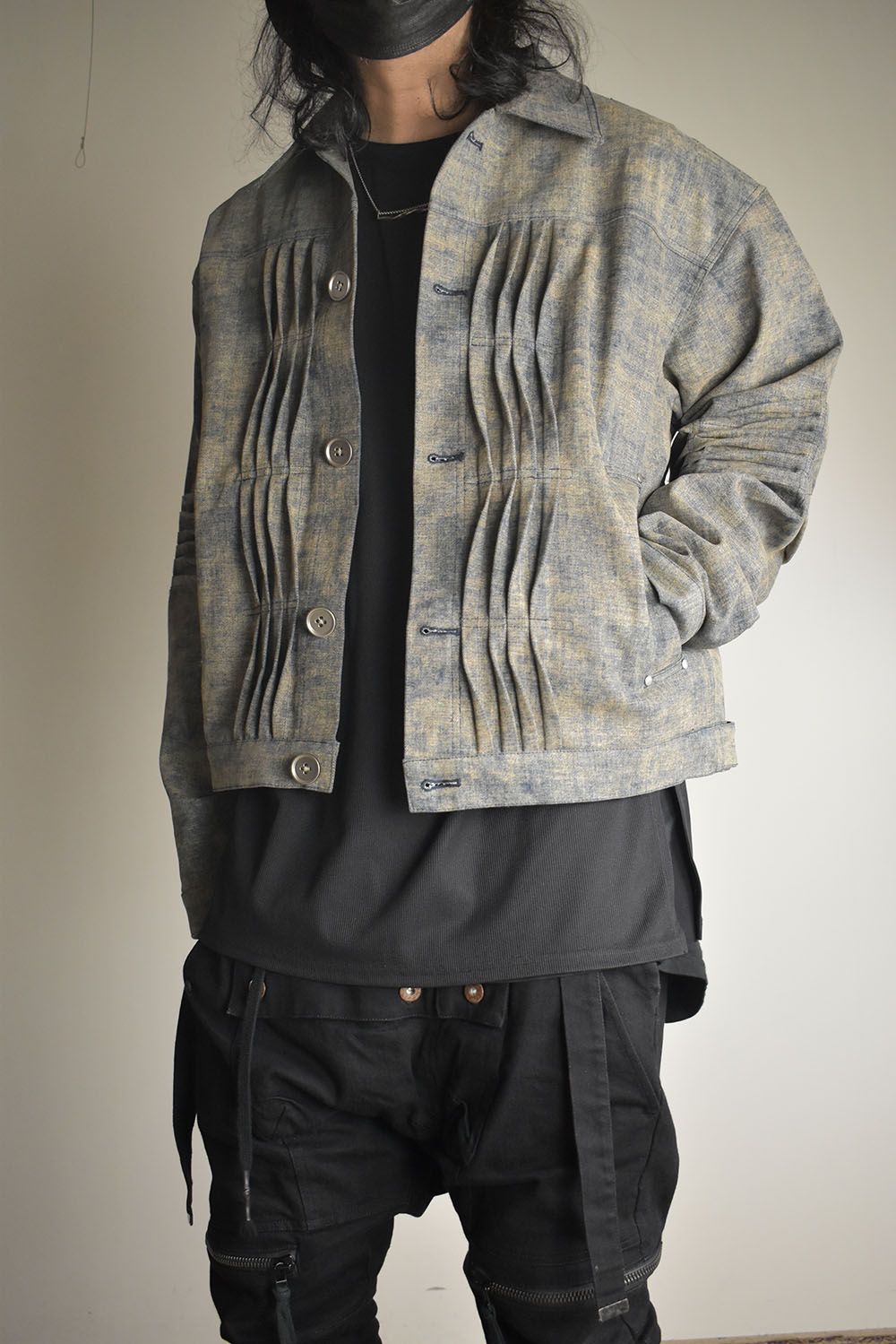 Blended Shades Denim Pin Tuck Blouson "Steel Blue" / ブレンデッドシェイドデニムピンタックブルゾン"スティールブルー"