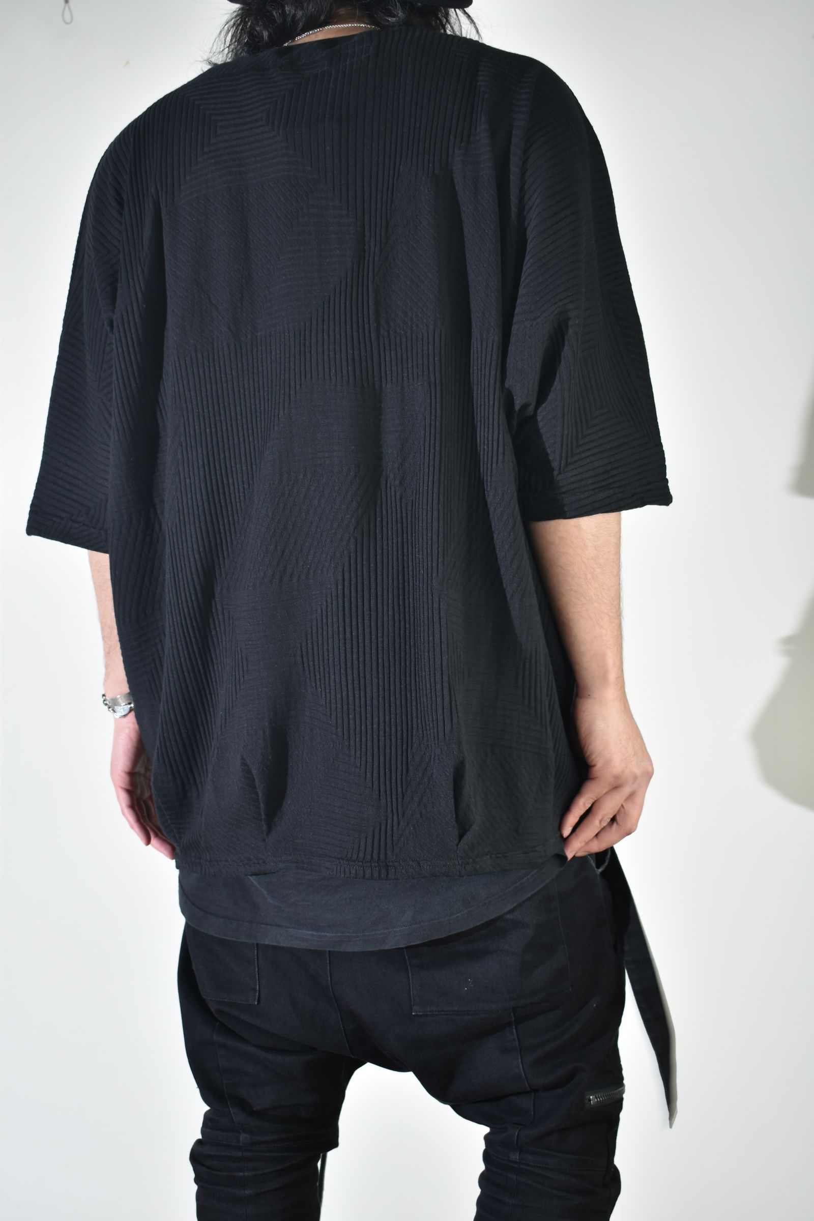 Deformed Stripe Pattern Dolman Tee "Black " /ディフォルメドストライプパターンドルマンTee"ブラック"