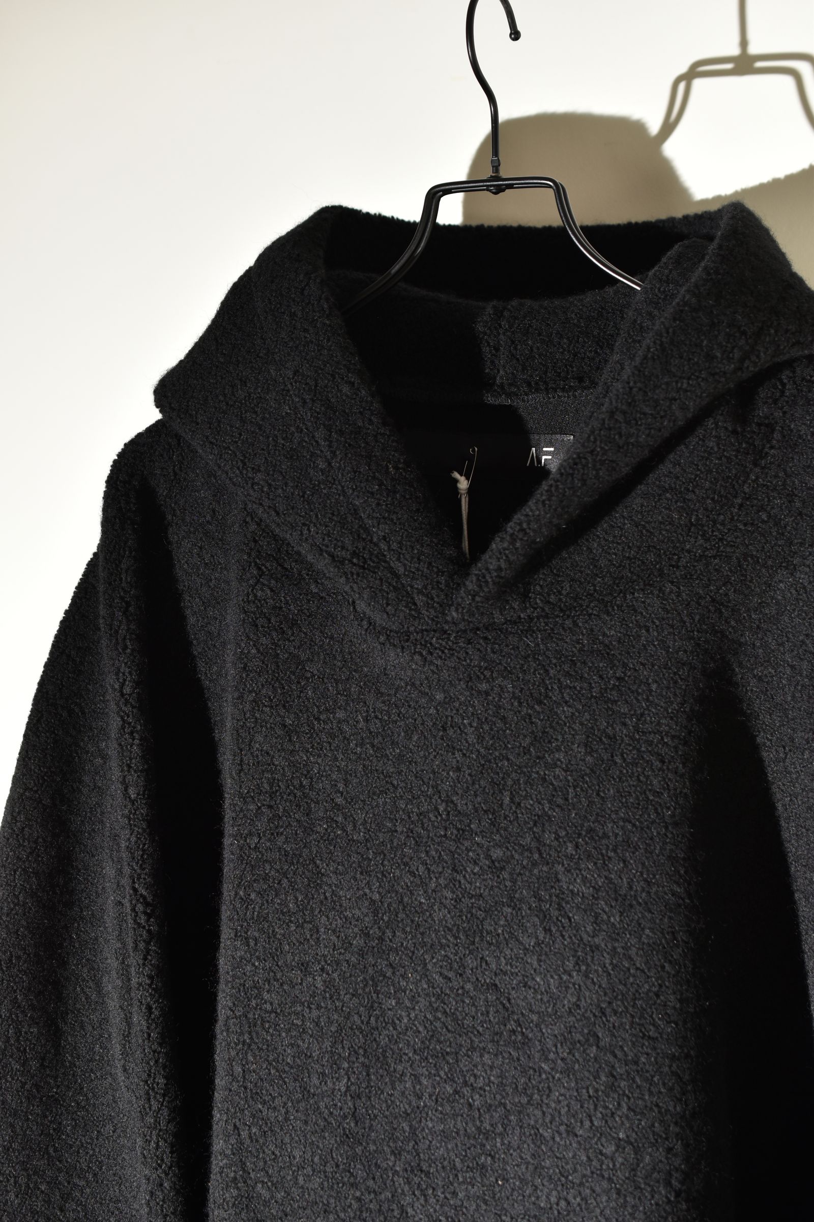 Sheep Pile Knit Dolman Hoodie Pullover"Black" / シープパイルニットドルマンフーディプルオーバー"ブラック"