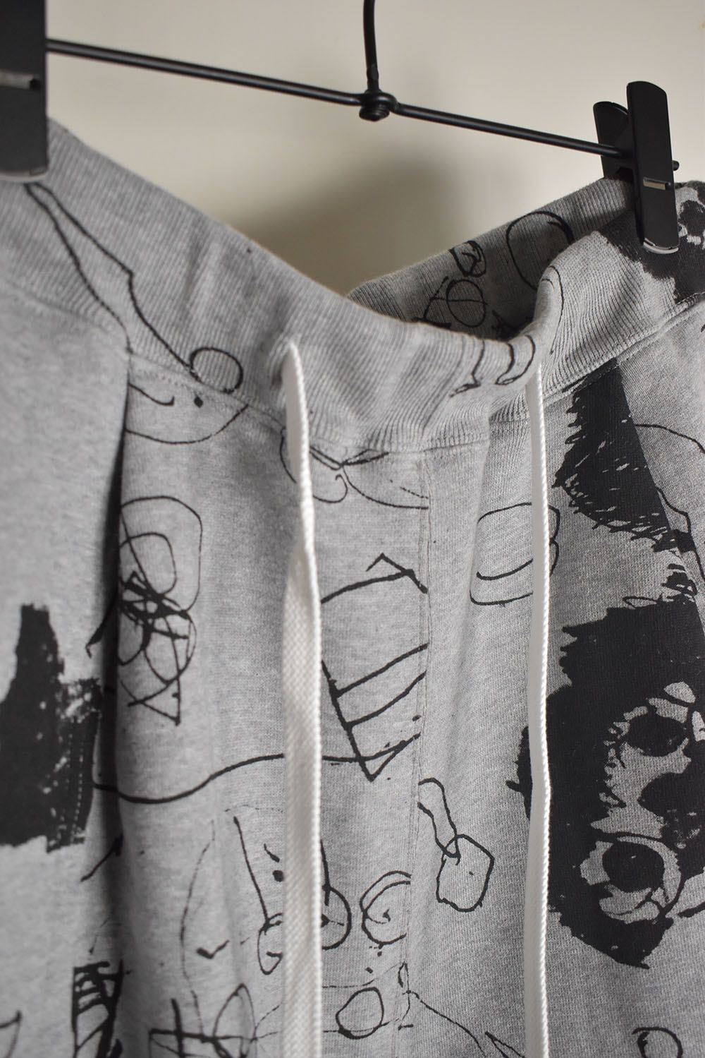Sweat Print Wide Pants"Grey" / スウェットプリントワイドパンツ"グレー"