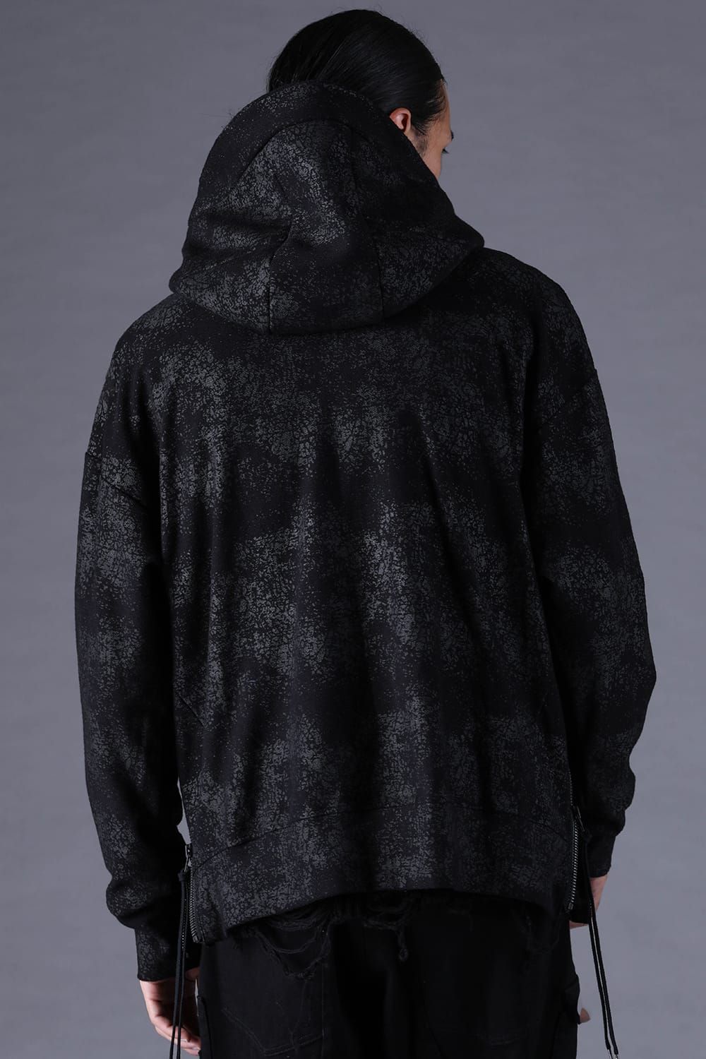 《2027SS先行予約分》Crack-Coated Jersey Hooded Jacket"Black" / クラックコーティングジャージーフーデッドジャケット"ブラック"