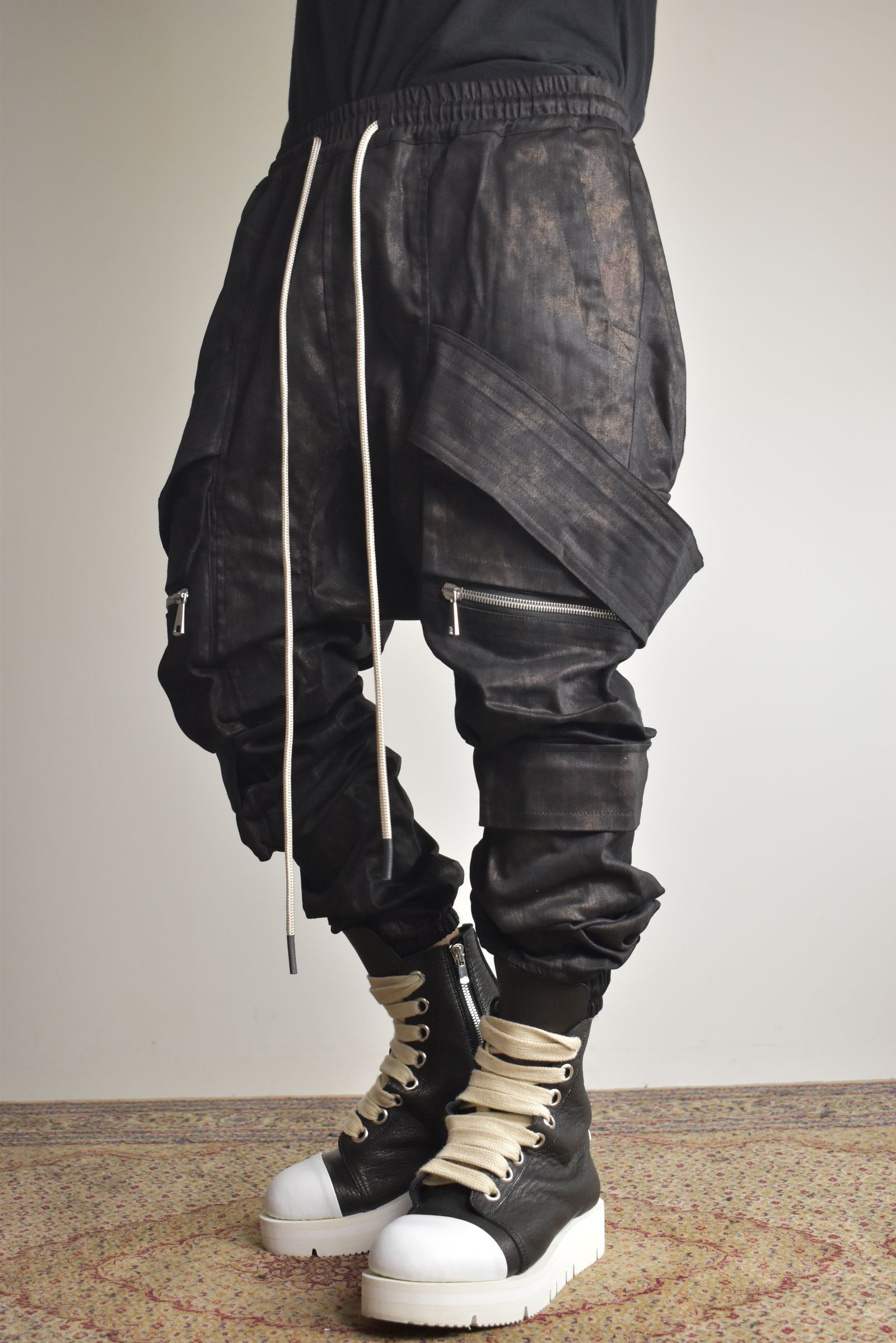 Metal Steam Camouflage Belt Cargo Jogger"Black × Brown" / メタルスチームカモフラージュ ベルトカーゴジョガー"ブラック×ブラウン"
