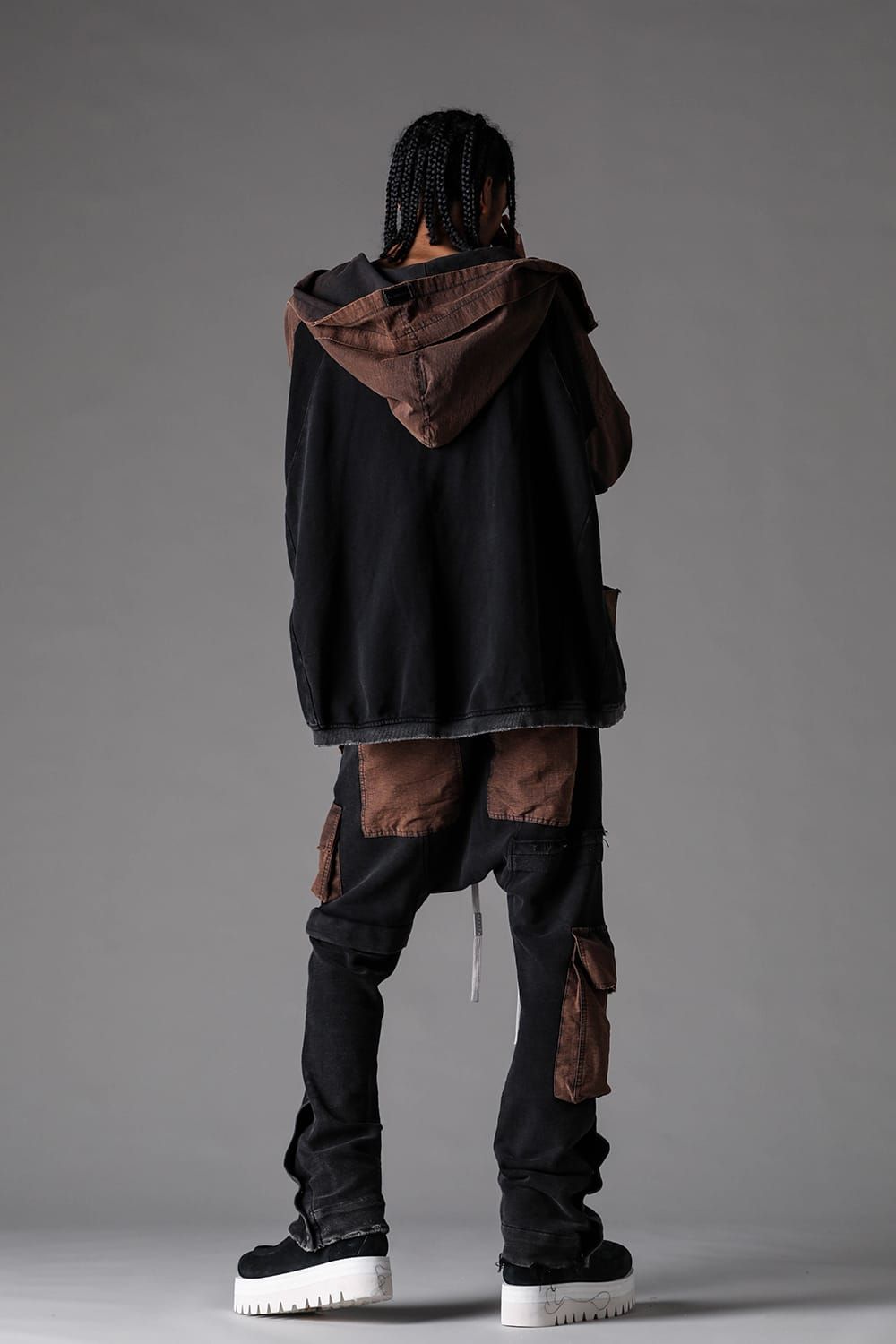 《2027SS先行予約》Vintage Hoodie Jumbo Blouson "Black × Brown / Grey × L.Grey / Ivory" / ヴィンテージフーディジャンボブルゾン"ブラック×ブラウン / グレー×ライトグレー / アイボリー"