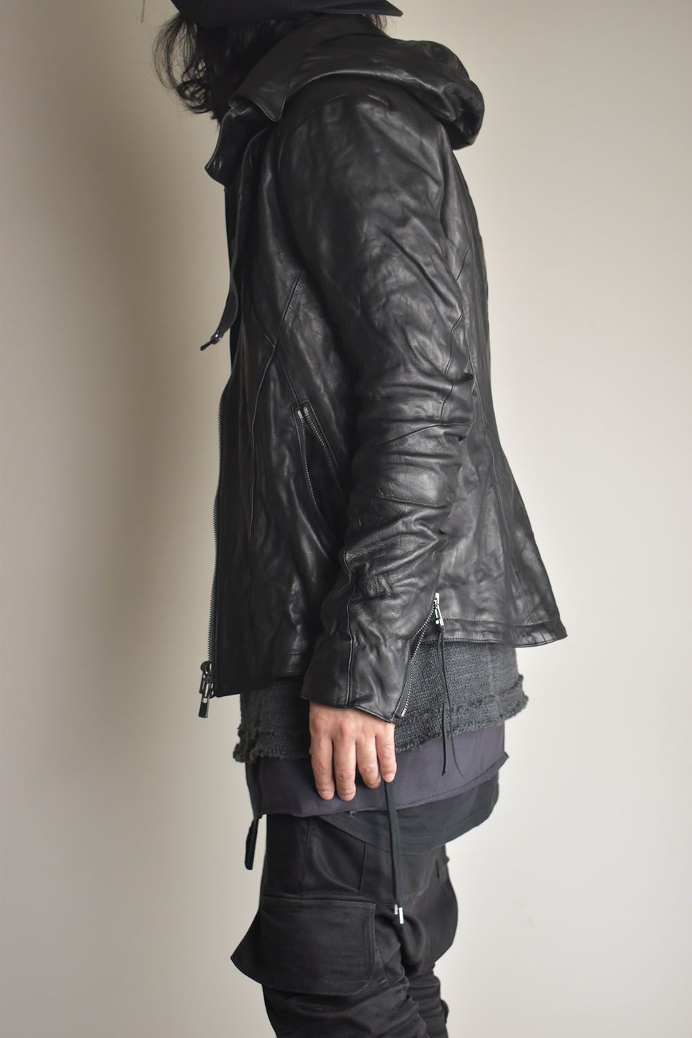 Horse Leather Hood Attachd Jacket "Black" / ホースレザーフードアタッチドジャケット"ブラック"