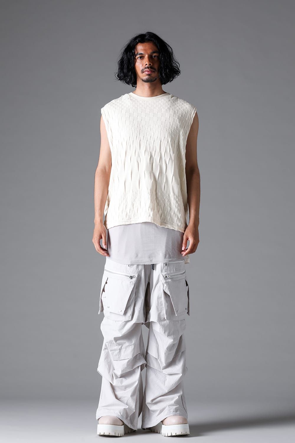 《2026SS先行予約》Gradient Plaid Pattern Shiva Long Sleeve Tee "Black / Cream" / グラデーションチェックパターンシヴァロングスリーブ"ブラック/クリーム"