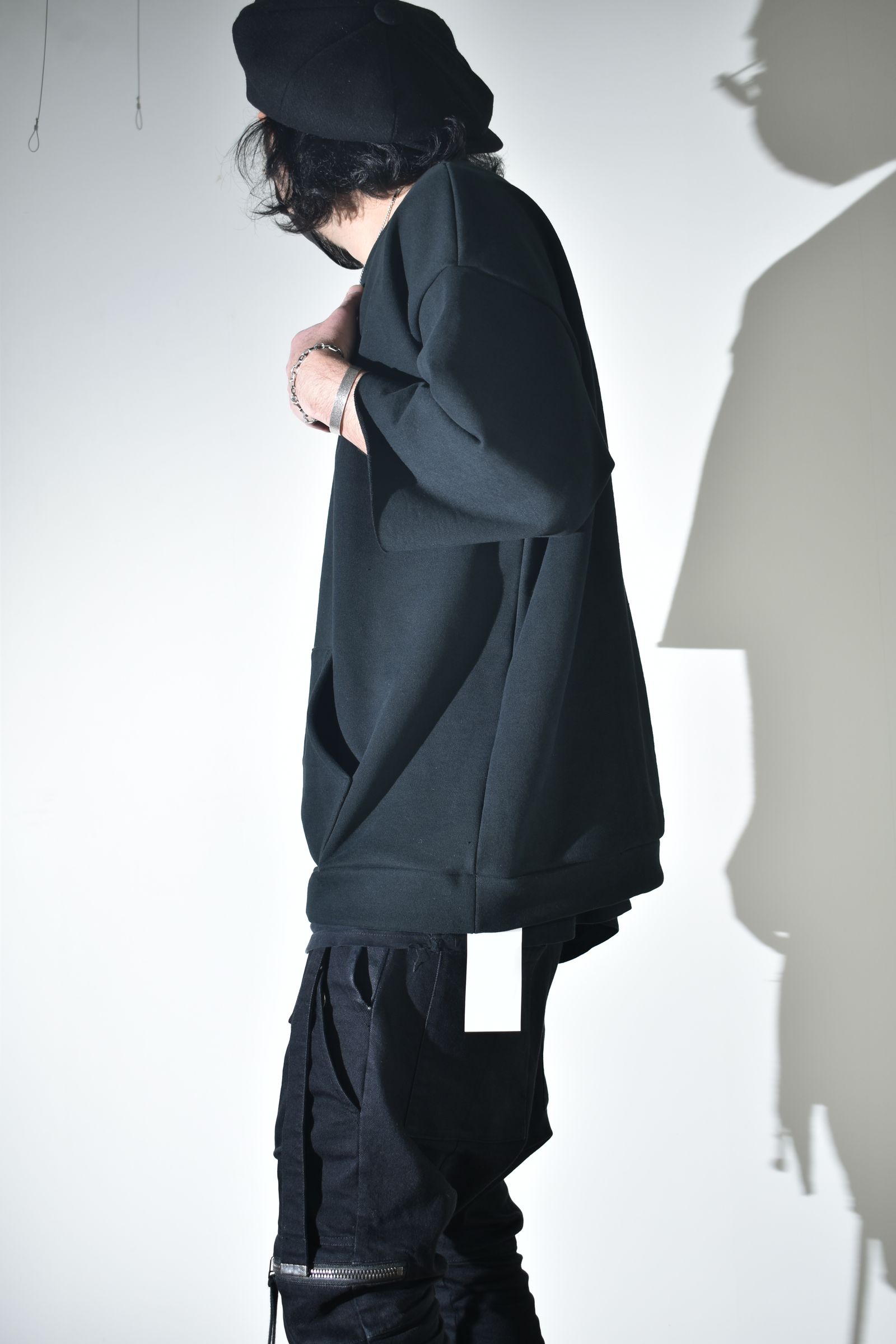 Short Sleeve Sweatshirt with Pocket"Black" / ショートスリーブスウェットシャツ ウィズポケット"ブラック"