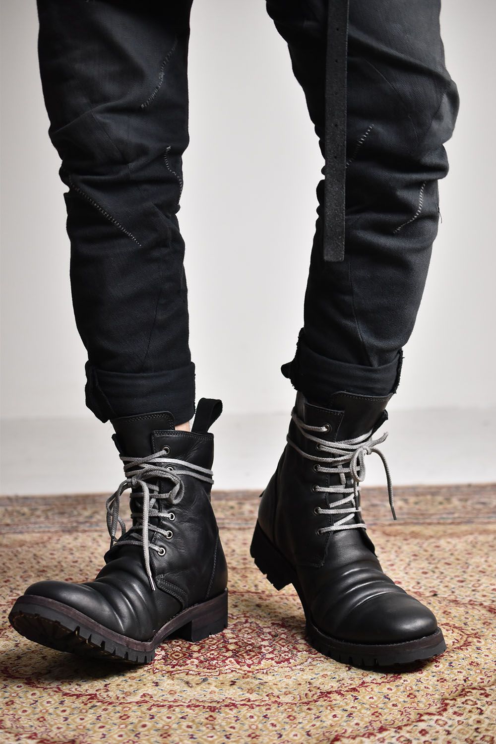 Horse Leather Lace Up Combat Boots"Black"/ホースレザーレースアップコンバットブーツ"ブラック"