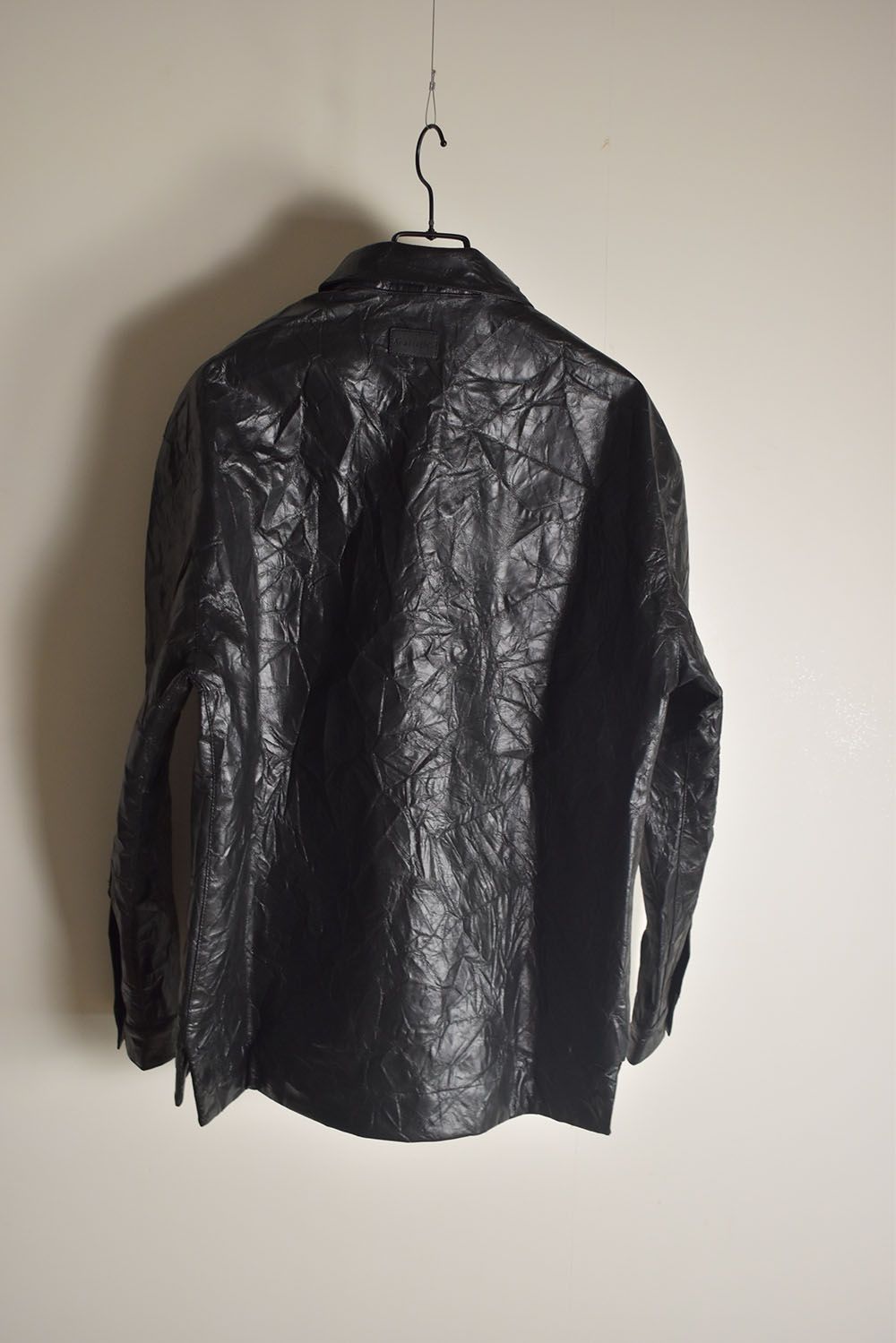 Washer Synthetic Leather Shirts"Black" / ワッシャーシンセティックレザーシャツ"ブラック"