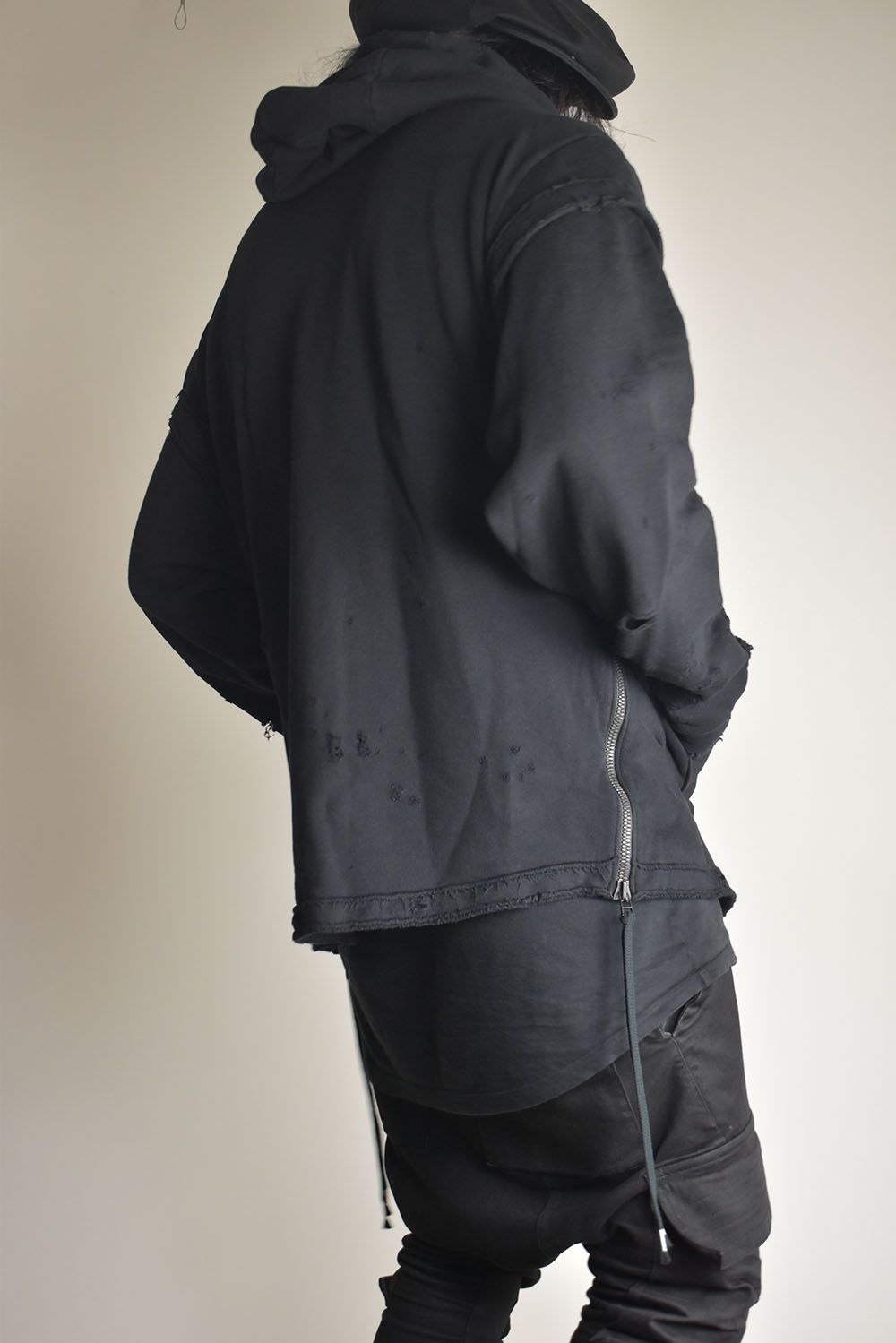 Untwisted Sweat Oversized Pullover Hoodie "Black" / 無撚糸裏毛オーバーサイズプルオーバーフーディー"ブラック"