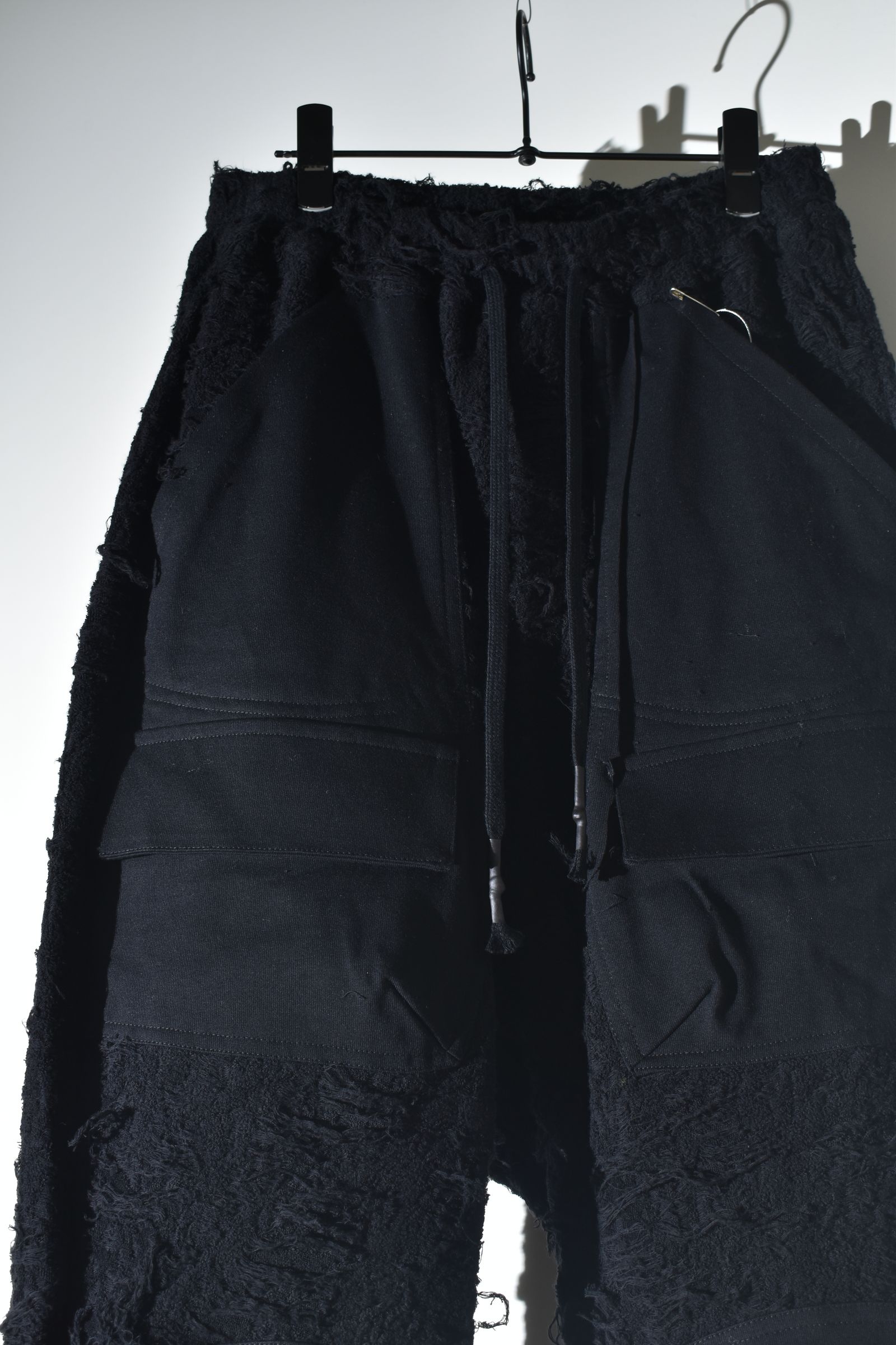 Damage Pile Combination Wide Jogger Pants"Black" / ダメージパイルコンビネーションワイドジョガーパンツ"ブラック"